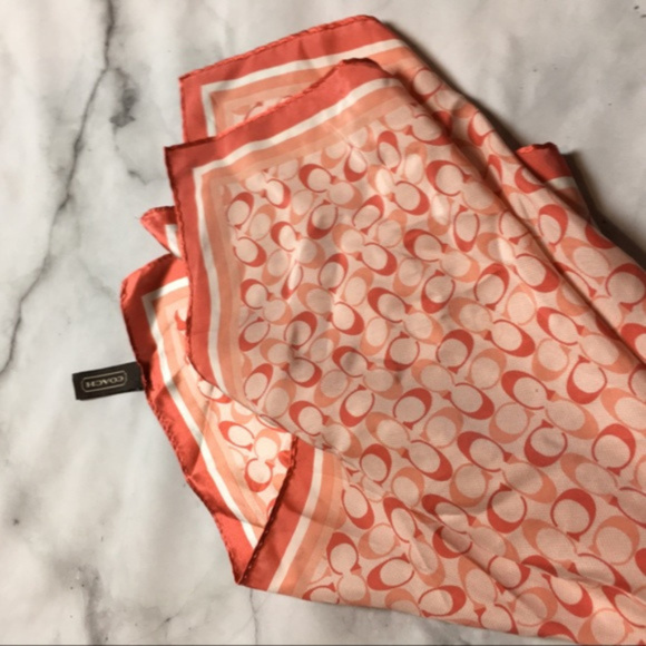 Coach Orange/White Signature Logo Scarf Wrap - Picture 4 of 5